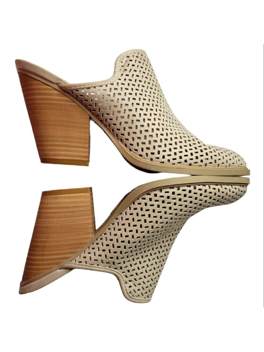 DV Laser Cut Block Heel 4" Mules 
Neutral 8.5